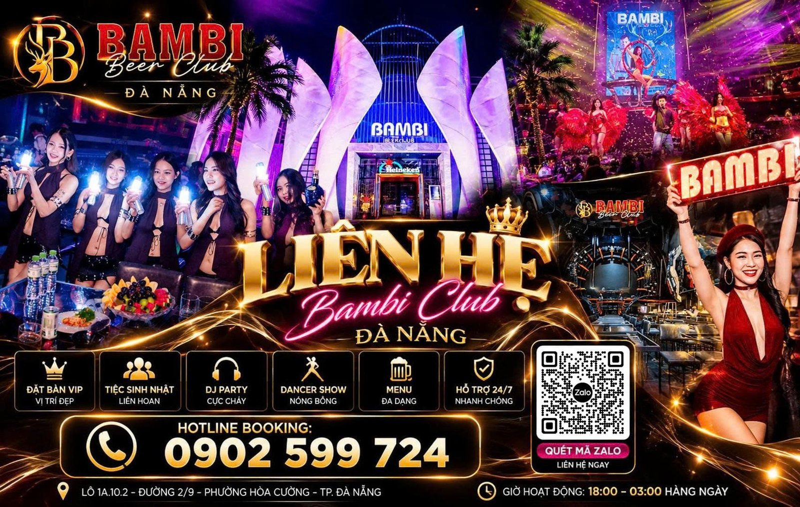 Banner trang Liên Hệ Bambi Club Đà Nẵng